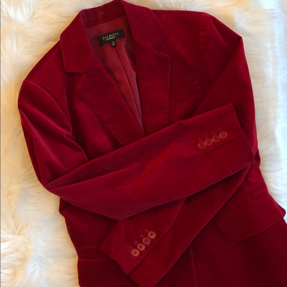 Talbots Jackets & Blazers - Talbots Dark Red Velvet Fitted Blazer 10